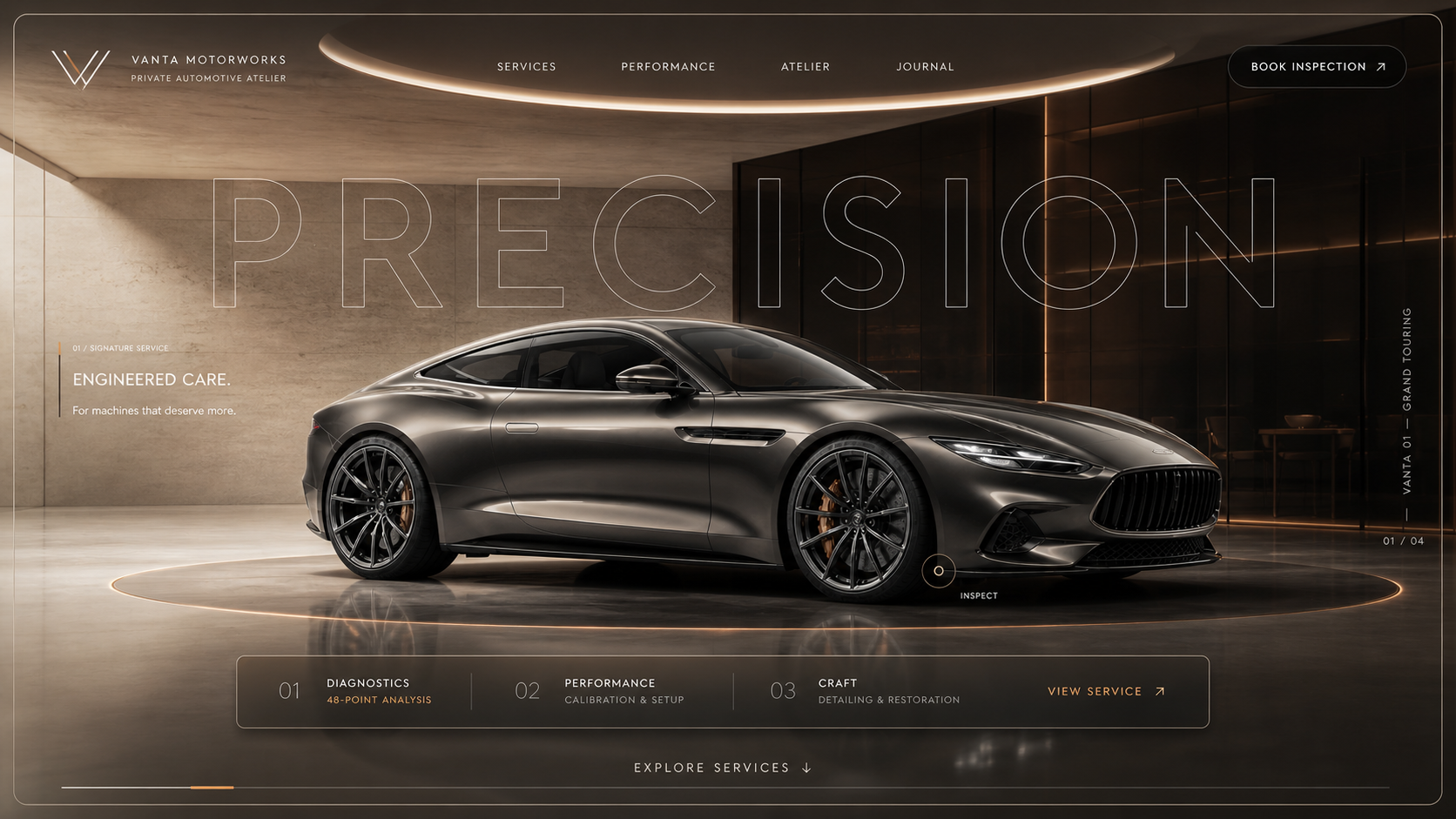 Automobile — A cinematic car page where scrolling drives the hero film and scrolling back restores it.